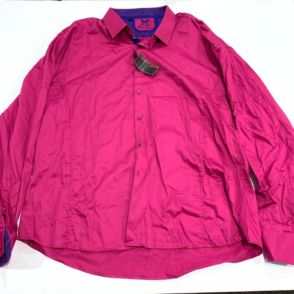 TR Premium Mens Magenta Dress Button Up Shirt